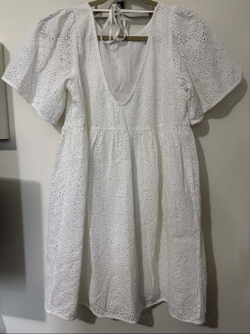 OAK + FORT White Eyelet Babydoll Dress Size S - Picture 2 of 5